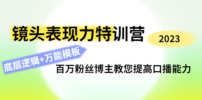 【副业项目4701期】镜头表现力特训营：百万粉丝博主教您提高口播能力，底层逻辑+万能模板-盈途副业网