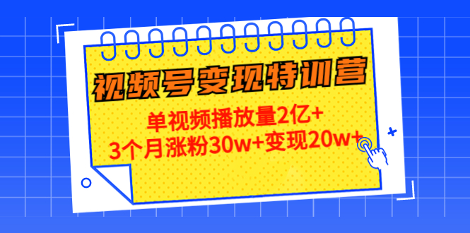 【副业项目4713期】20天视频号变现特训营：单视频播放量2亿+3个月涨粉30w+变现20w+-盈途副业网