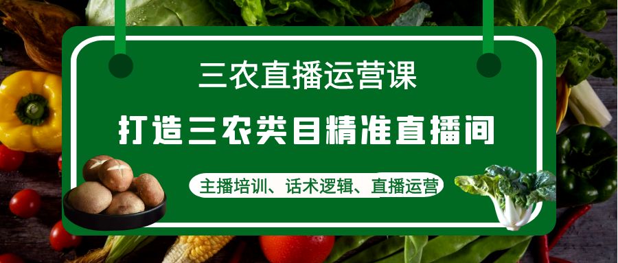 【副业项目4824期】三农直播运营课：打造三农类目精准直播间，主播培训、话术逻辑、直播运营-盈途副业网