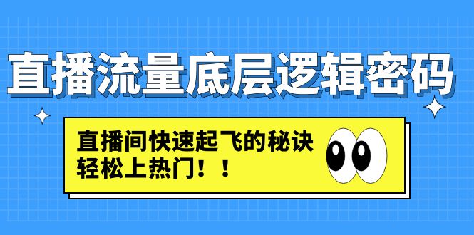 【副业项目4973期】直播流量底层逻辑密码：直播间快速起飞的秘诀，轻松上热门-盈途副业网