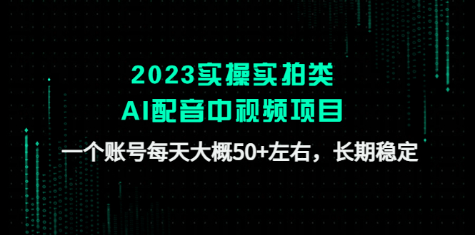 【副业项目4910期】2023实操实拍类AI配音中视频项目，一个账号每天大概50+左右，长期稳定-盈途副业网