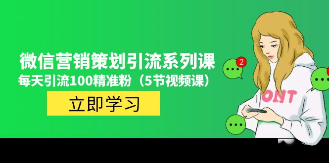 【副业项目5143期】价值百万的微信营销策划引流系列课，每天引流100精准粉（5节视频课）-盈途副业网