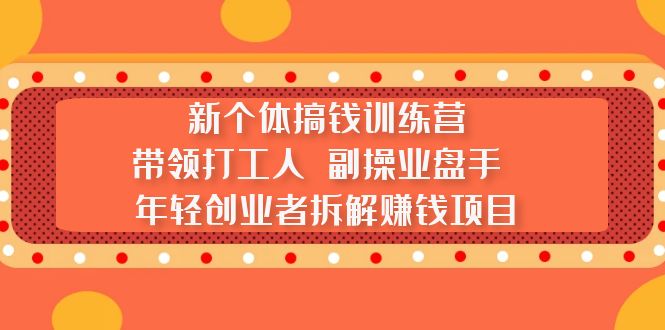 【副业项目5435期】新个体搞钱训练营：带领打工人 副操业盘手 年轻创业者拆解赚钱项目-盈途副业网