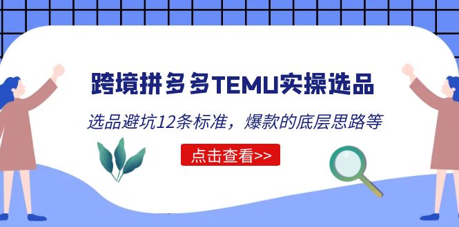 【副业项目5510期】跨境拼多多TEMU实操选品运营方法，选品避坑12条标准，爆款的底层思路等-盈途副业网