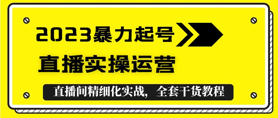 【副业项目5568期】2023暴力起号+直播实操运营，全套直播间精细化实战，全套干货教程-盈途副业网