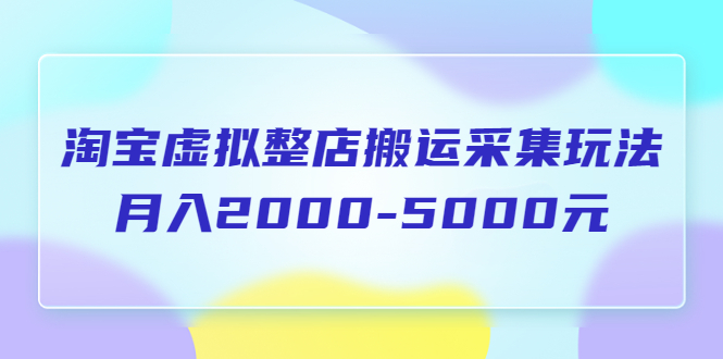【副业项目5953期】淘宝虚拟整店搬运采集玩法分享课：月入2000-5000元（5节课）-盈途副业网