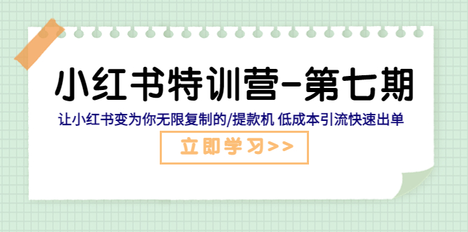 【副业项目5683期】小红书特训营-第七期 让小红书变为你无限复制的/提款机 低成本引流快速出单-盈途副业网