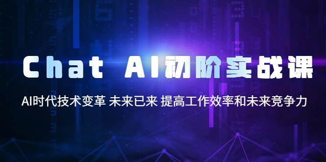 【副业项目5685期】Chat AI初阶实战课，AI时代技术变革 未来已来 提高工作效率和未来竞争力-盈途副业网