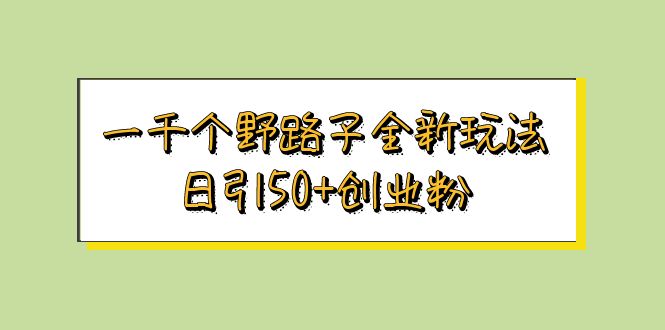 【副业项目5980期】一千个野路子全新玩法 日引50+创业粉-盈途副业网