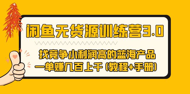 【副业项目5755期】闲鱼无货源训练营3.0 找竞争小利润高的蓝海产品 一单赚几百上千(教程+手册)-盈途副业网