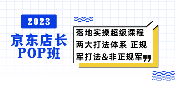 【副业项目5761期】2023京东店长·POP班 落地实操超级课程 两大打法体系 正规军&非正规军-盈途副业网
