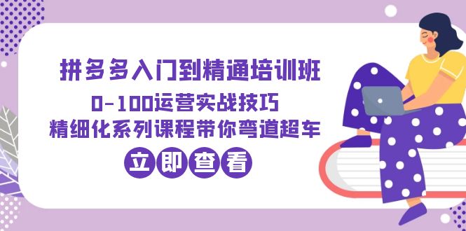 【副业项目6297期】2023拼多多入门到精通培训班：0-100运营实战技巧 精细化系列课带你弯道超车-盈途副业网