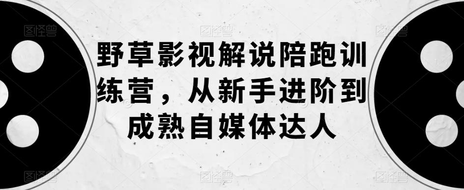 【副业项目6152期】野草影视解说陪跑训练营，从新手进阶到成熟自媒体达人-盈途副业网