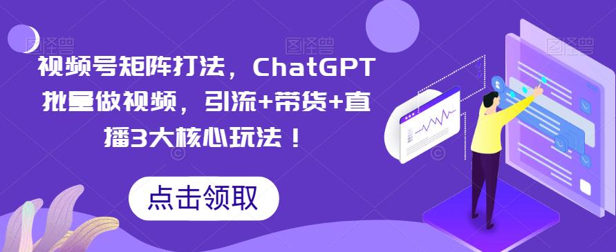 【副业项目6316期】视频号矩阵打法，ChatGPT批量做视频，引流+带货+直播3大核心玩法-盈途副业网