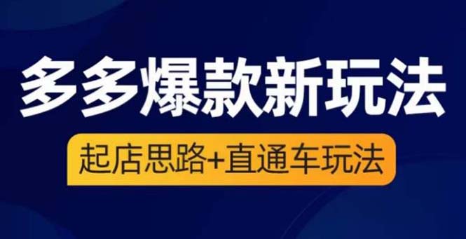 【副业项目6039期】2023拼多多爆款·新玩法：起店思路+直通车玩法（3节精华课）-盈途副业网