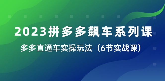 【副业项目6041期】2023拼多多飙车系列课，多多直通车实操玩法（6节实战课）-盈途副业网