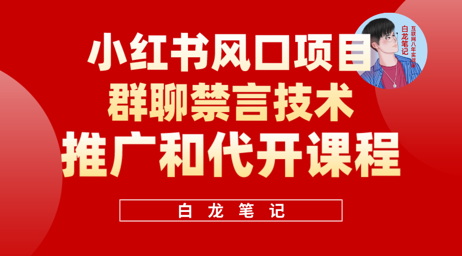 【副业项目5991期】小红书风口项目日入300+，小红书群聊禁言技术代开项目，适合新手操作-盈途副业网