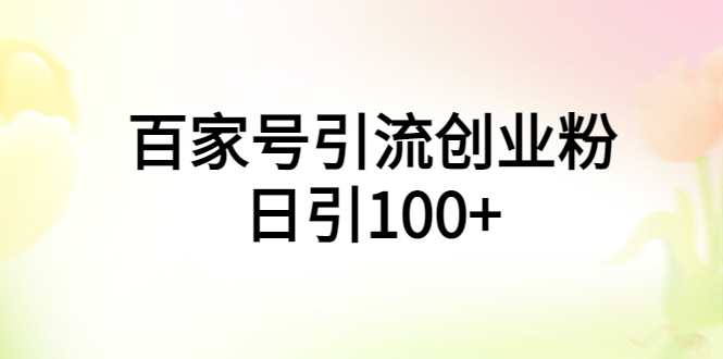 【副业项目6009期】百家号引流创业粉日引100+有手机电脑就可以操作-盈途副业网