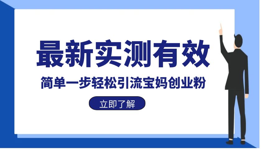 【副业项目6131期】最新实测有效简单一步轻松引流宝妈创业粉-盈途副业网