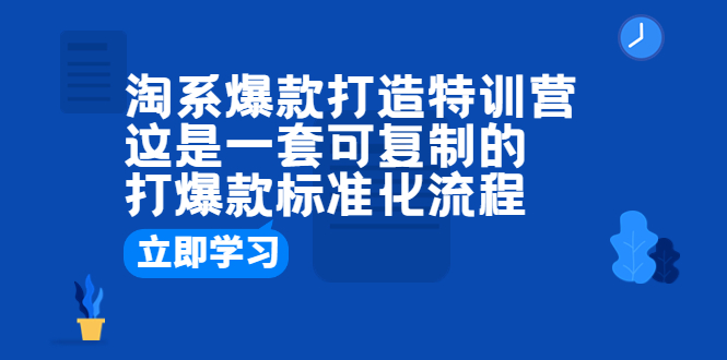 【副业项目6602期】淘系爆款打造特训营：这是一套可复制的打爆款标准化流程-盈途副业网