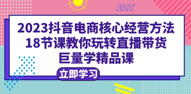 【副业项目6377期】2023抖音电商核心经营方法：18节课教你玩转直播带货，巨量学精品课-盈途副业网