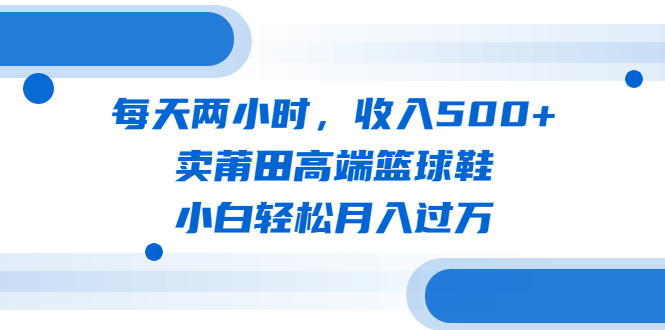 【副业项目6542期】每天两小时，收入500+，卖莆田高端篮球鞋，小白轻松月入过万（教程+素材）-盈途副业网