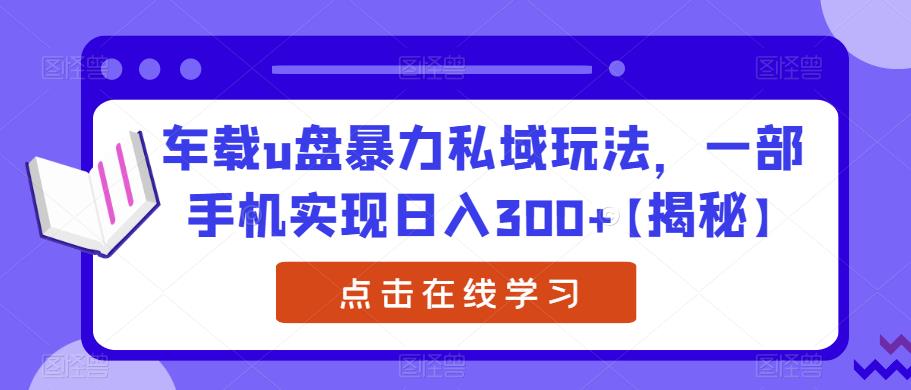 【副业项目6441期】车载u盘暴力私域玩法，一部手机实现日入300+【揭秘】-盈途副业网