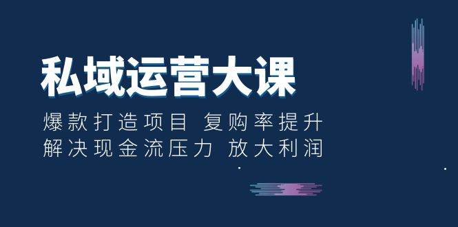 【副业项目6574期】私域运营大课：爆款打造项目 复购率提升 解决现金流压力 放大利润-盈途副业网