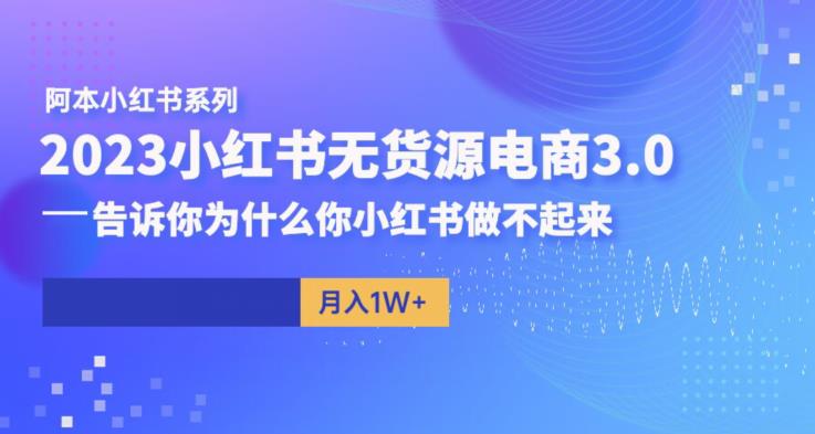 【副业项目6506期】阿本小红书无货源电商3.0，告诉你为什么你小红书做不起来-盈途副业网