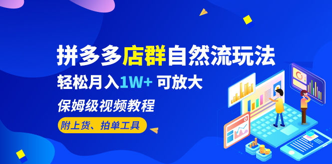 【副业项目6696期】拼多多店群自然流玩法，轻松月入1W+ 保姆级视频教程（附上货、拍单工具）-盈途副业网
