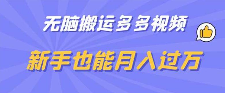 【副业项目6853期】无脑搬运多多视频，新手也能月入过万【揭秘】-盈途副业网