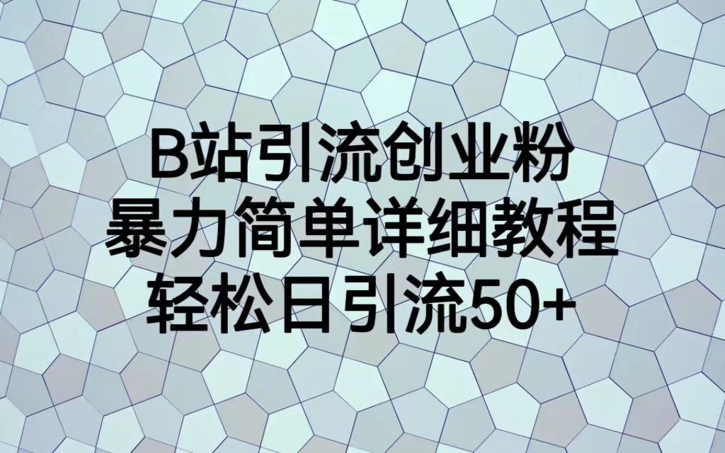 【副业项目6915期】B站引流创业粉，暴力简单详细教程，轻松日引流50+-盈途副业网
