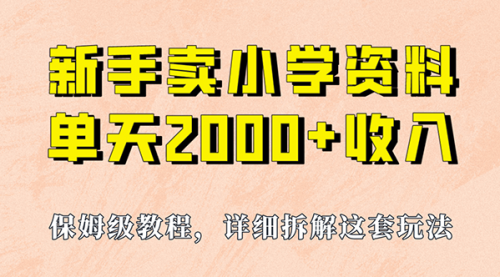 【副业项目7100期】卖小学资料，实现单天2000+，实操项目，保姆级教程+资料+工具-盈途副业网