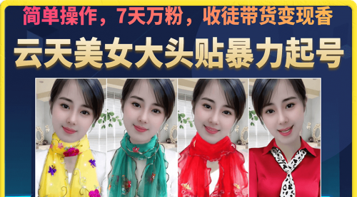 【副业项目7149期】美女大头贴暴力起号教学，简单操作，7天万粉-盈途副业网