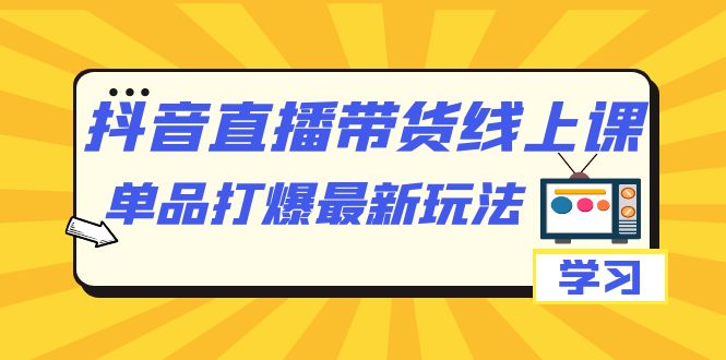 【副业项目7399期】抖音·直播带货线上课，单品打爆最新玩法（12节课）-盈途副业网