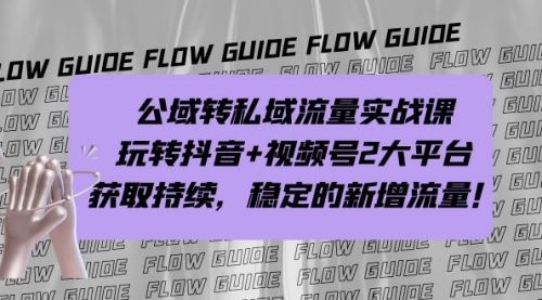 【副业项目7222期】公域转私域流量实战课，玩转抖音+视频号2大平台，获取持续，稳定的新增流量-盈途副业网