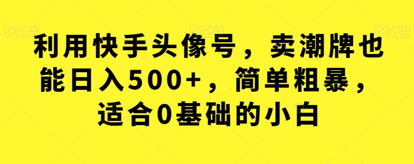 【副业项目7527期】利用快手头像号，卖潮牌也能日入500+，简单粗暴，适合0基础的小白【揭秘】-盈途副业网