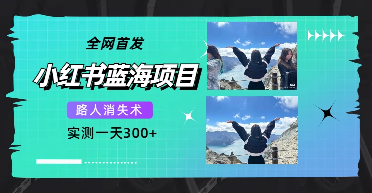 【副业项目7750期】全网首发，小红书蓝海项目，路人消失术，实测一天300+（教程+工具）-盈途副业网