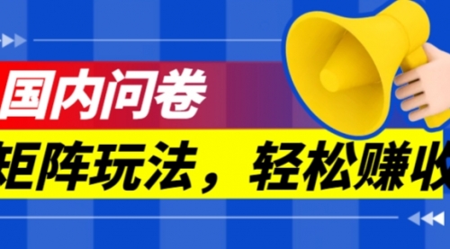 【副业项目7605期】保姆级教程，国内问卷矩阵玩法，轻松赚收益-盈途副业网