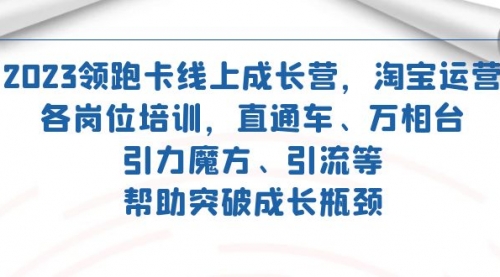 【副业项目7677期】2023领跑·卡 线上成长营 淘宝运营各岗位培训 直通车 万相台 引力魔方 引流-盈途副业网