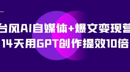 【副业项目7733期】台风AI自媒体+爆文变现营，14天用GPT创作提效10倍（12节课）-盈途副业网