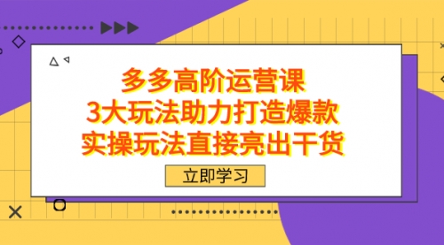 【副业项目7758期】拼多多高阶·运营课，3大玩法助力打造爆款，实操玩法直接亮出干货-盈途副业网