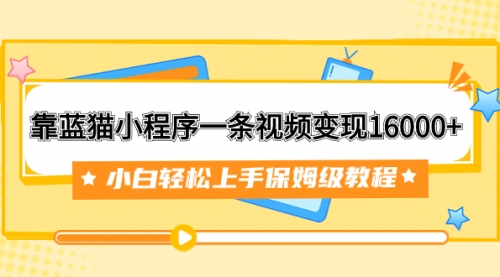 【副业项目7909期】靠蓝猫小程序一条视频变现16000+小白轻松上手保姆级教程（附166G资料素材）-盈途副业网