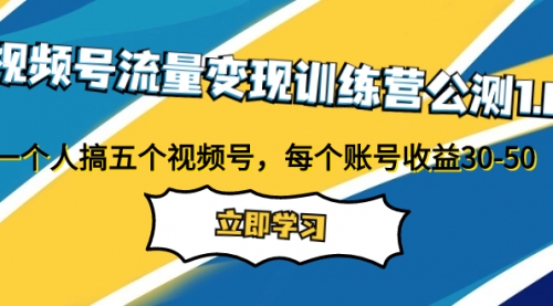 【副业项目8026期】视频号流量变现训练营公测1.0：一个人搞五个视频号，每个账号收益30-50-盈途副业网