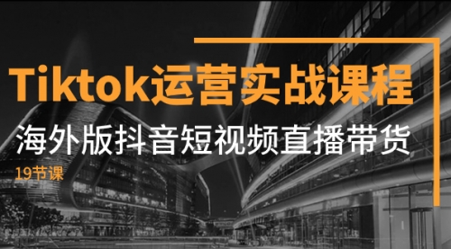 【副业项目8037期】Tiktok运营实战课程，海外版抖音短视频直播带货（19节课）-盈途副业网