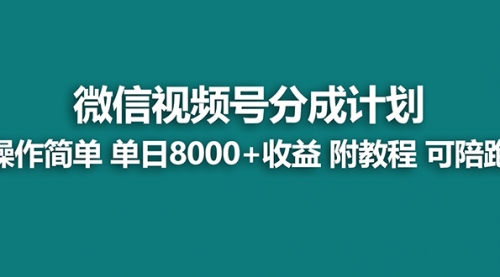 【副业项目8166期】视频号分成计划，单天收益8000+，附玩法教程！可陪跑-盈途副业网