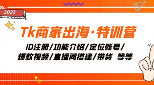 【副业项目8226期】Tk商家出海·特训营：ID注册/功能介绍/定位账号/爆款视频/直播间搭建/带货-盈途副业网