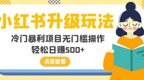 【副业项目8254期】小红书升级玩法，冷门暴利项目无门槛操作，轻松日赚500+-盈途副业网