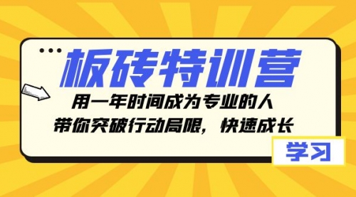 【副业项目8289期】板砖特训营，用一年时间成为专业的人，带你突破行动局限，快速成长-盈途副业网
