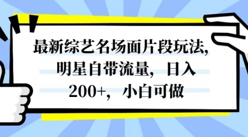 【副业项目8334期】最新综艺名场面片段玩法，明星自带流量，日入200+，小白可做-盈途副业网